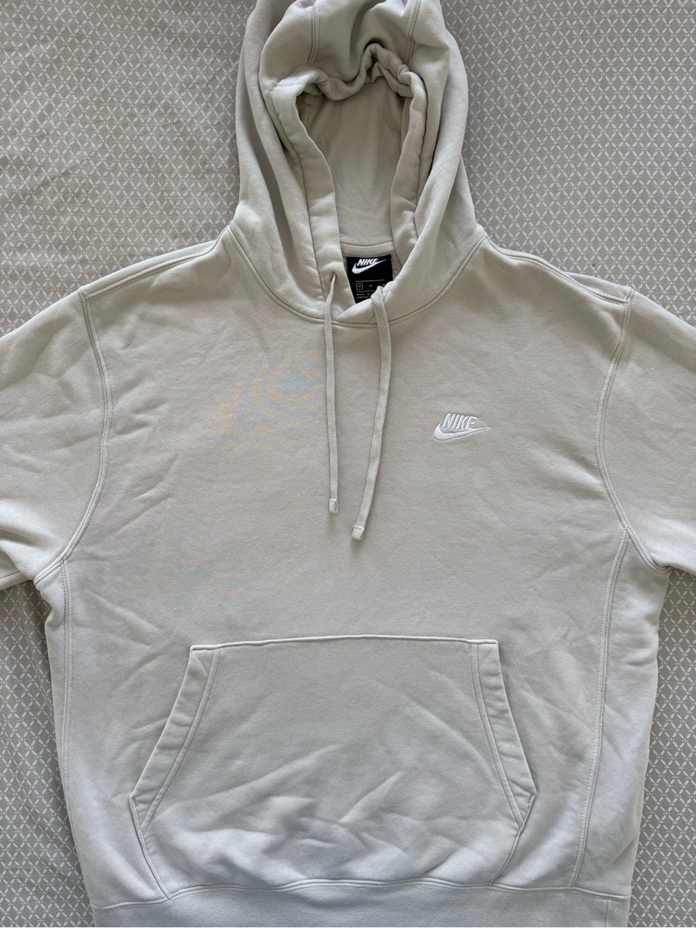 Nike Oatmeal / Beige Embroidered Swoosh Pullover Hoodie Size Medium